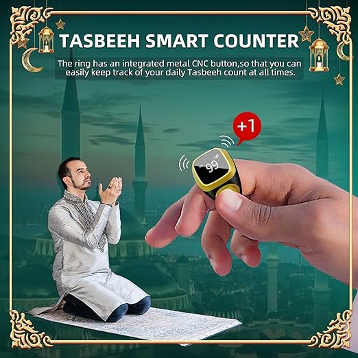 Qibla Ring Tasbih Counter and  Prayer Reminder