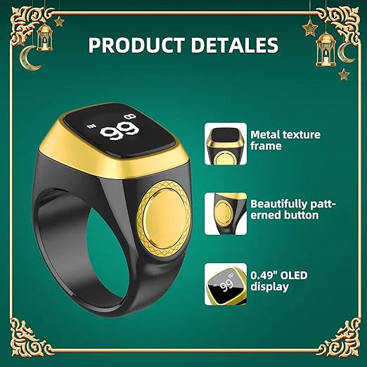 Qibla Ring Tasbih Counter and  Prayer Reminder